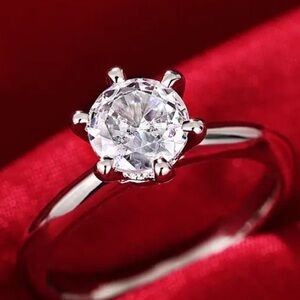 Moissanite 5 carat VVS 1 d colorless Silver Solitaire Ring   No gra